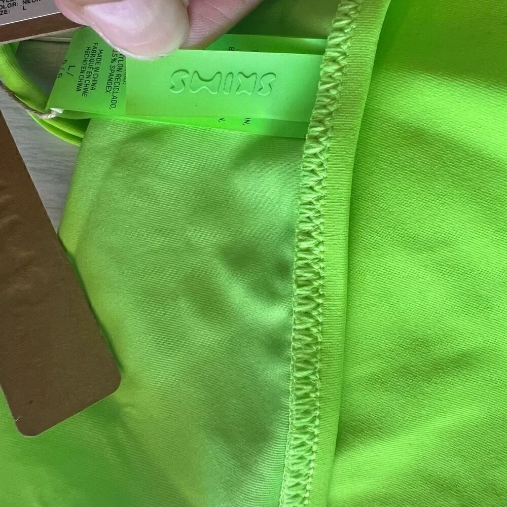 SKIMS Swim Lace Up Monokini Neon Green Sz L